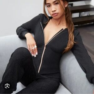 NWT Savage X Fenty Sleep and Shine Black Metallic Shimmer Jumpsuit